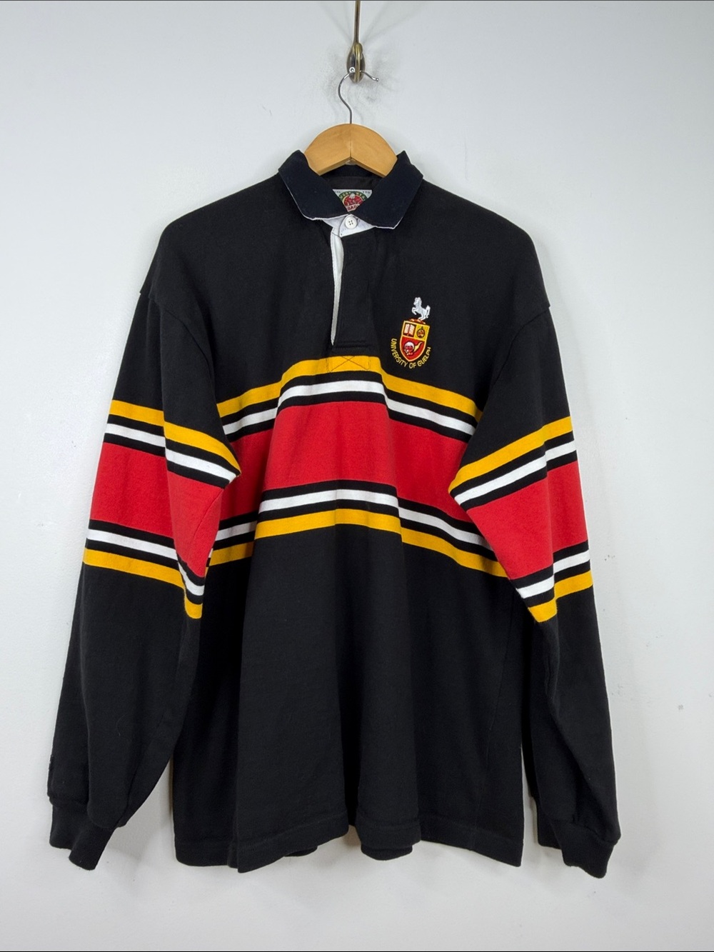 Barbarian Rugby Shirt Mens XXL University of Guelph Black Red Yellow Polo